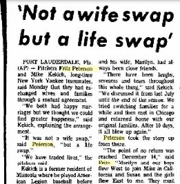 baseball wife-swap newspaper article