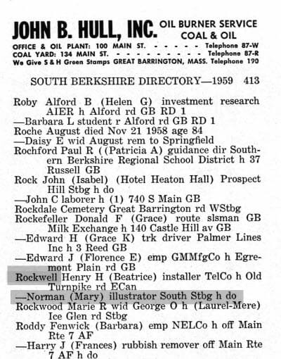 Norman Rockwell in the Berkshire City Directory