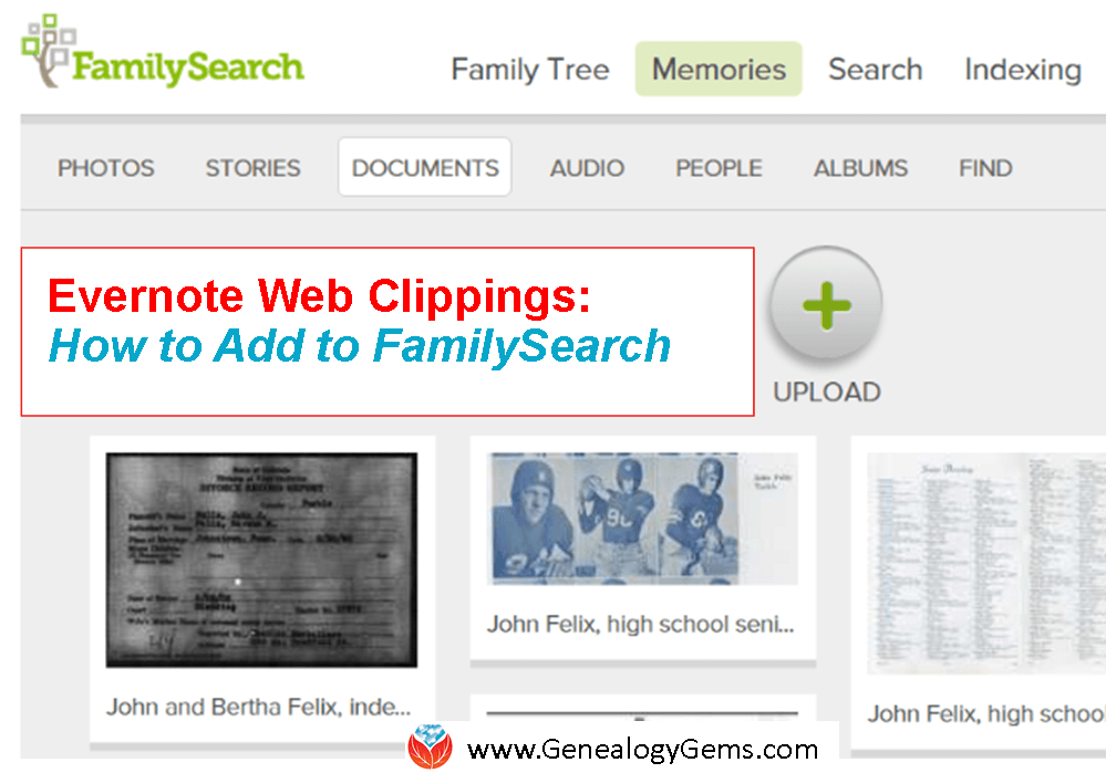 Cite Your Sources on FamilySearch with the Evernote Web Clipper: Evernote for Genealogy