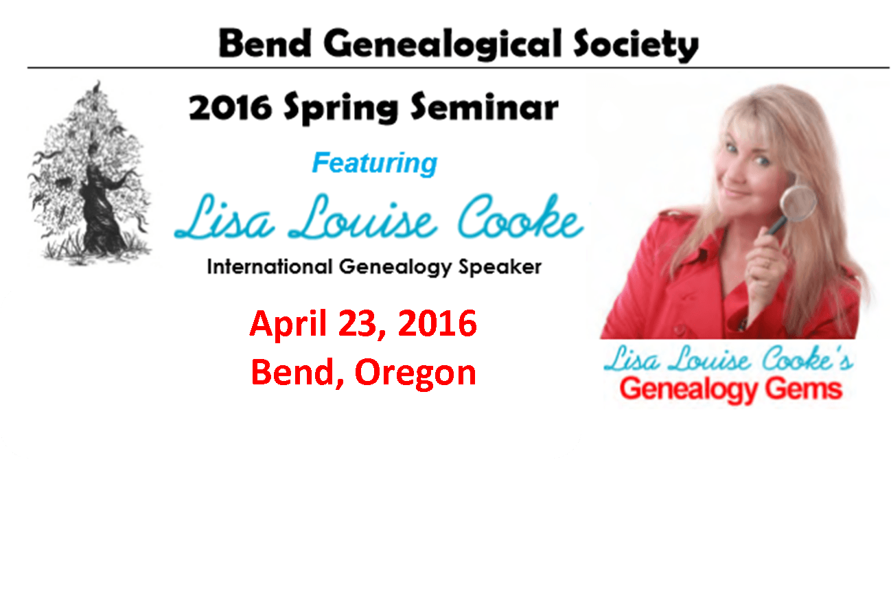 Lisa Louise Cooke Coming to Oregon: Bend Genealogical Society Spring Seminar