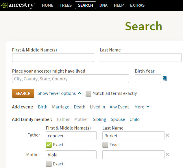 ancestry parent search
