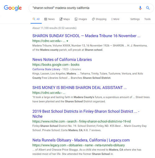 google search for the school