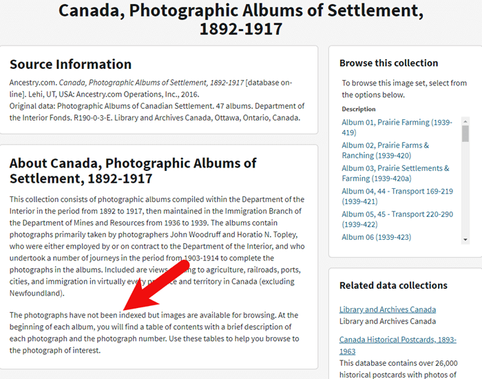 Browse only database of Canadian records