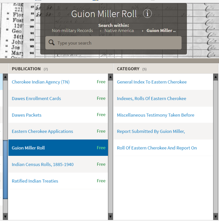 Fold3 offers the Guion Miller Roll