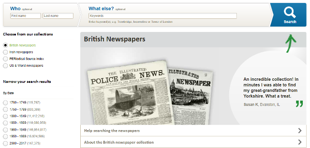 digitized newspapers on genealogy websites