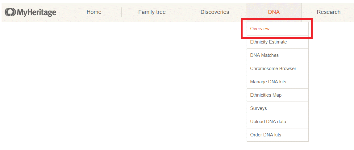 MyHeritage DNA Overview tab