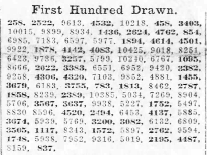 First WWI Draft newspaper first numbers drawn