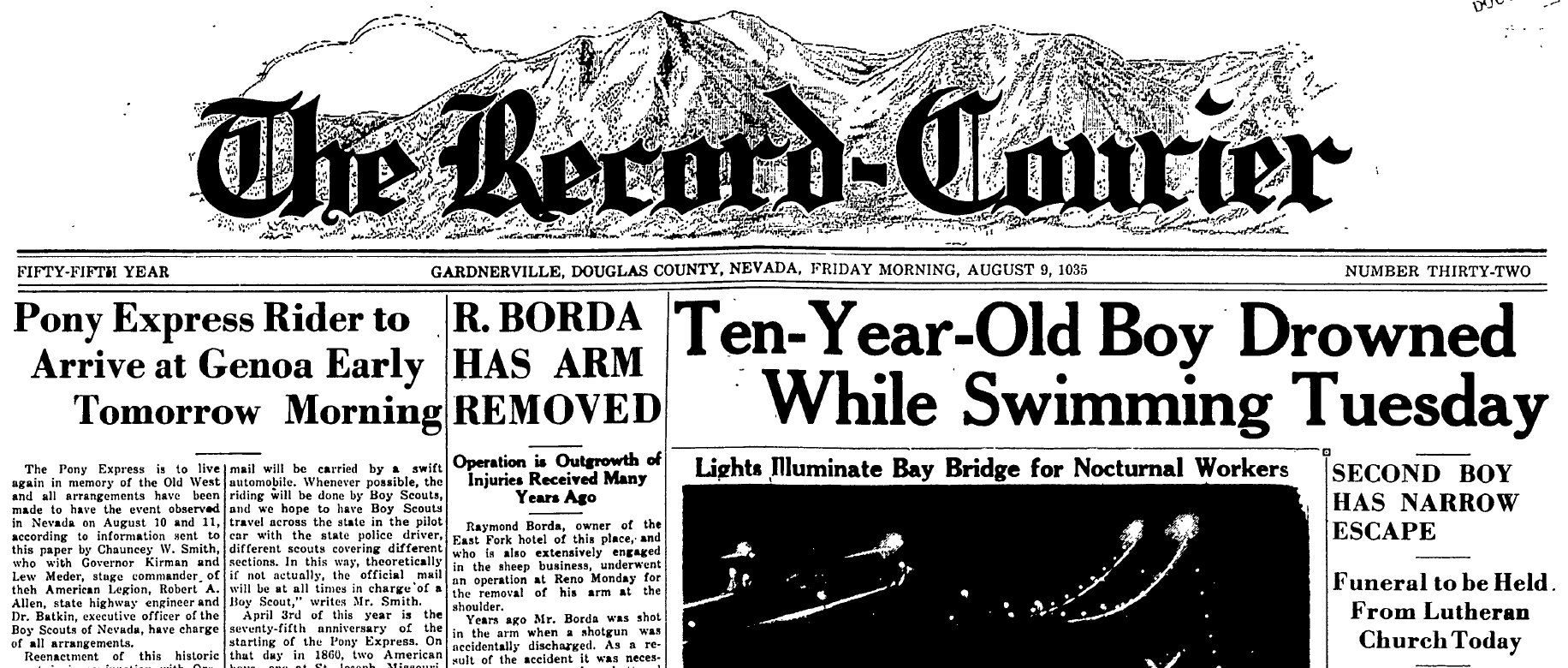 Record Courier Roy Thran Drowning headline