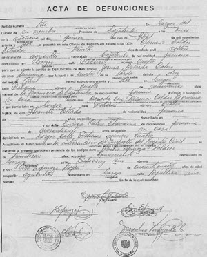 Example of Civil Registration records from Peru