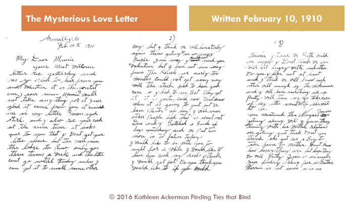 The first three pages of the love letter