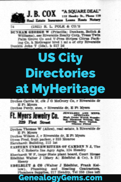 City Directories at MyHeritage
