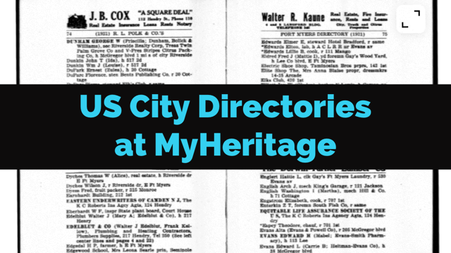 Collection of Historical U.S. City Directories Released by MyHeritage
