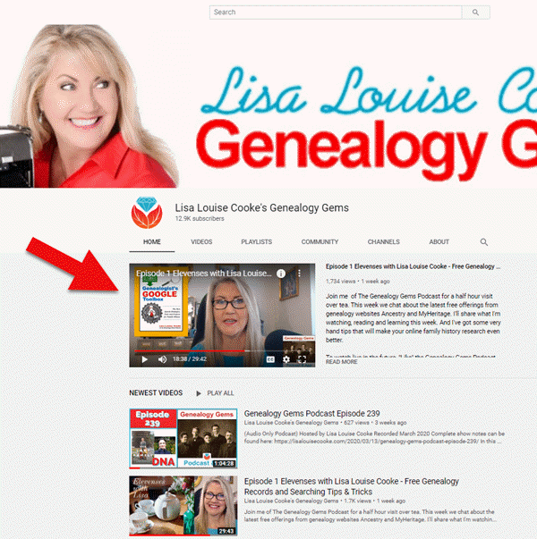 Elevenses with lisa on the Genealogy Gems YouTube channel