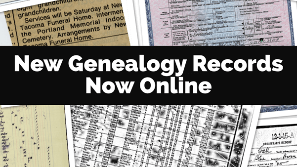 New Genealogy Records Available Online April 15 – May 15, 2020