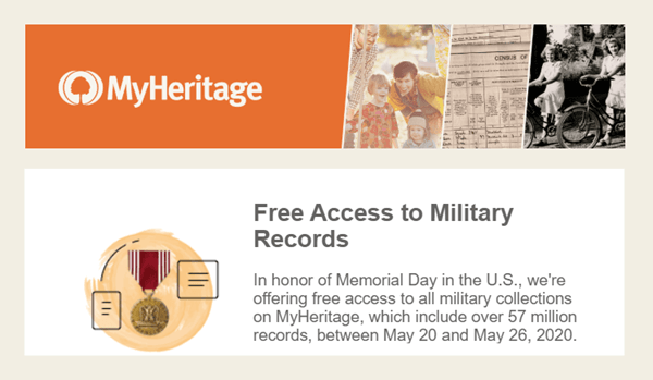 Free Access to Military Records and Yearbooks at MyHeritage for a Limited Time