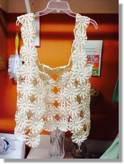 Upcycle an old crocheted tablecloth into a vest