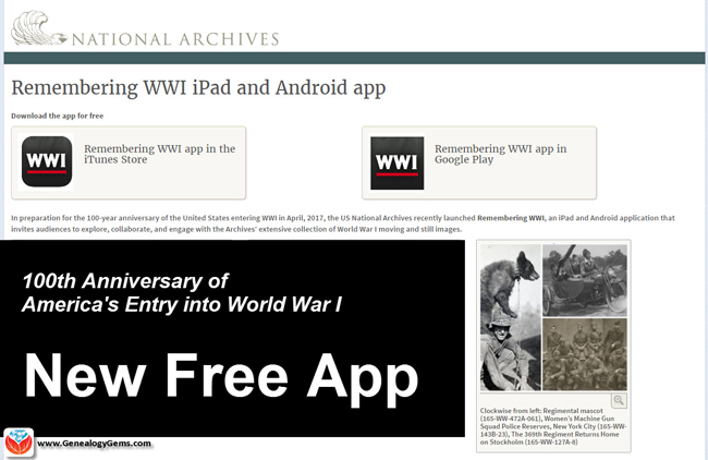 Free WWI App from the National Archives